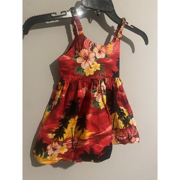 Toddler Pacific Legend Hawaiian Luau Dress SZ‎ 1-2 Palm Trees Floral Dress - Picture 2 of 4